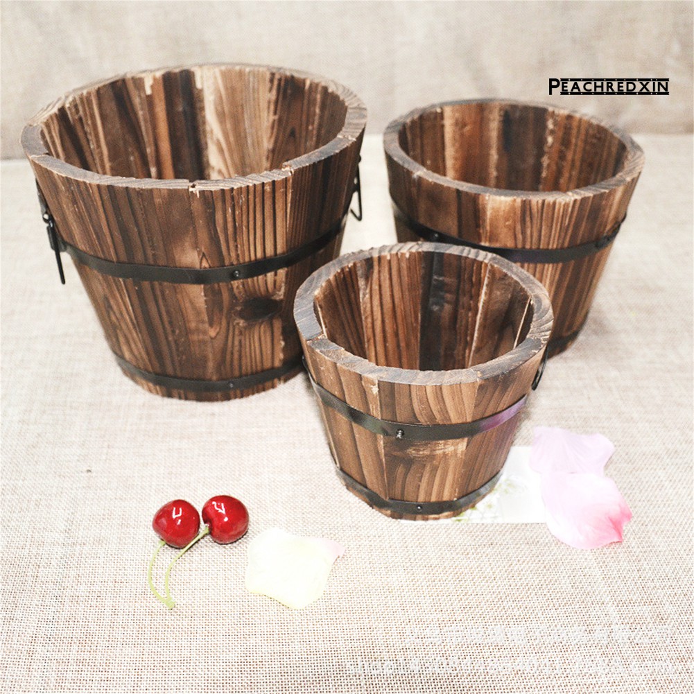 Redheart Rustic Succulent er Wooden Barrel Empty Pot Container | Shopee ...
