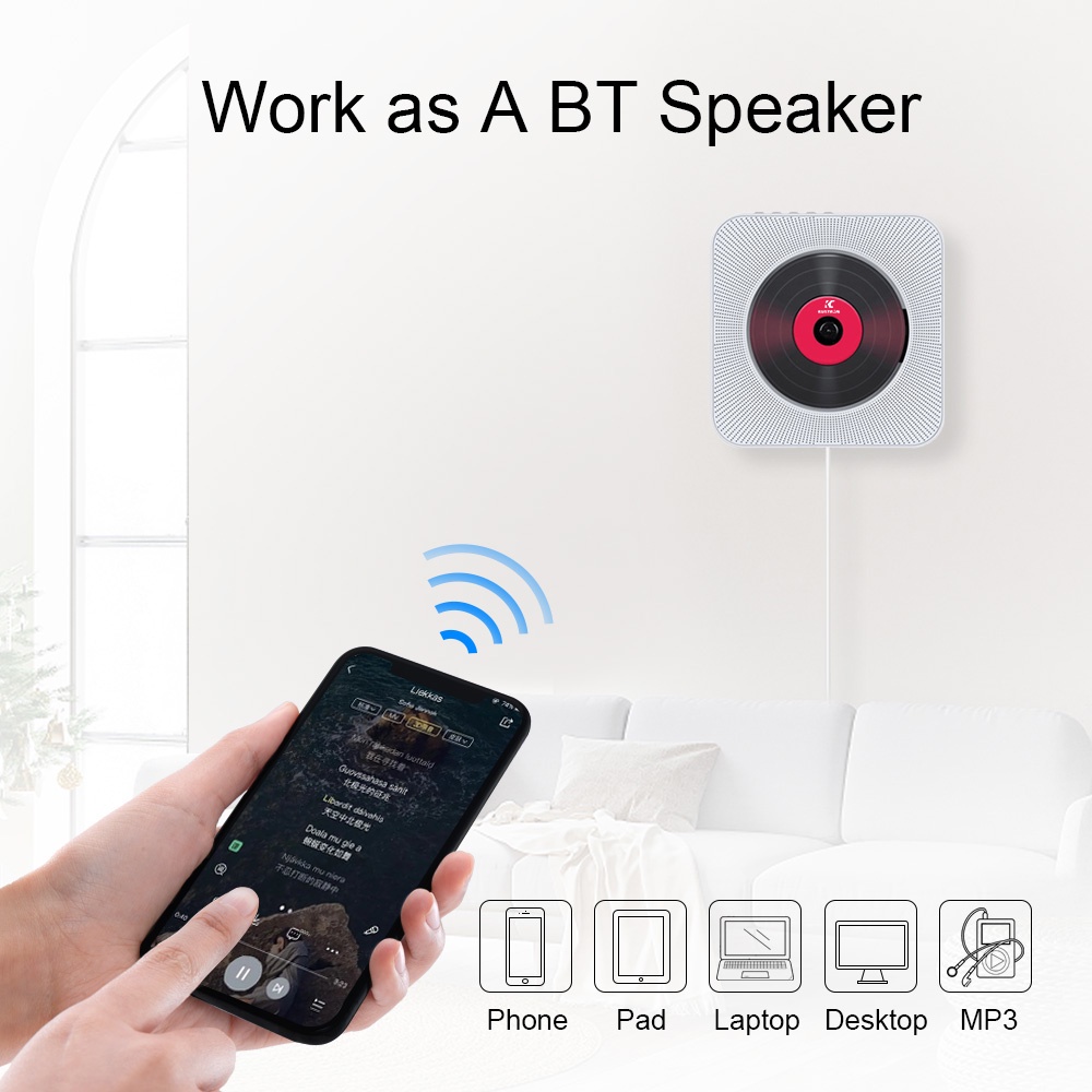 Home 2.0 MP3-CD/DVD Wall-mounted CD Player Bluetooth SpeakerLED Display ...