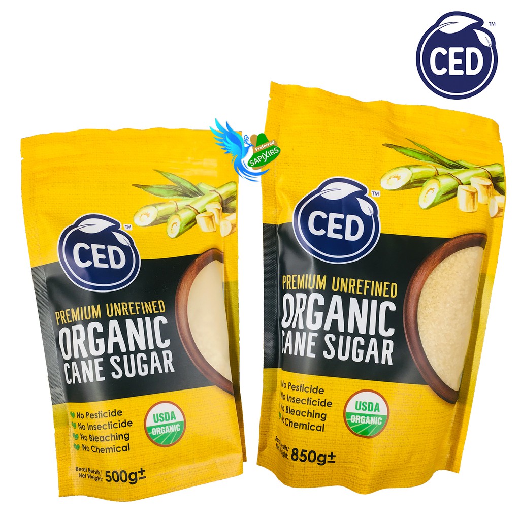 CED PREMIUM UNREFINED ORGANIC CANE SUGAR 500g 850g GULA TEBU