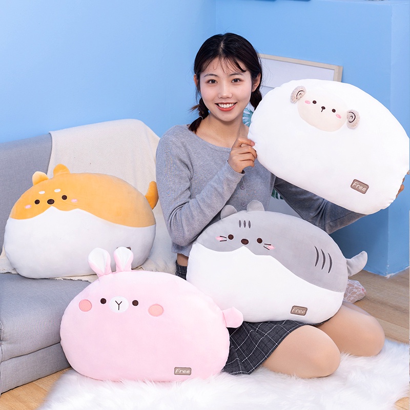 Zhaidudu Animal Pillow Plush Pillow Cushion Pillow Cartoon Animal Doll Cute  Shiba Inu Cat Lamb Rabbit Pillow Office Study Home Decoration Gifts for