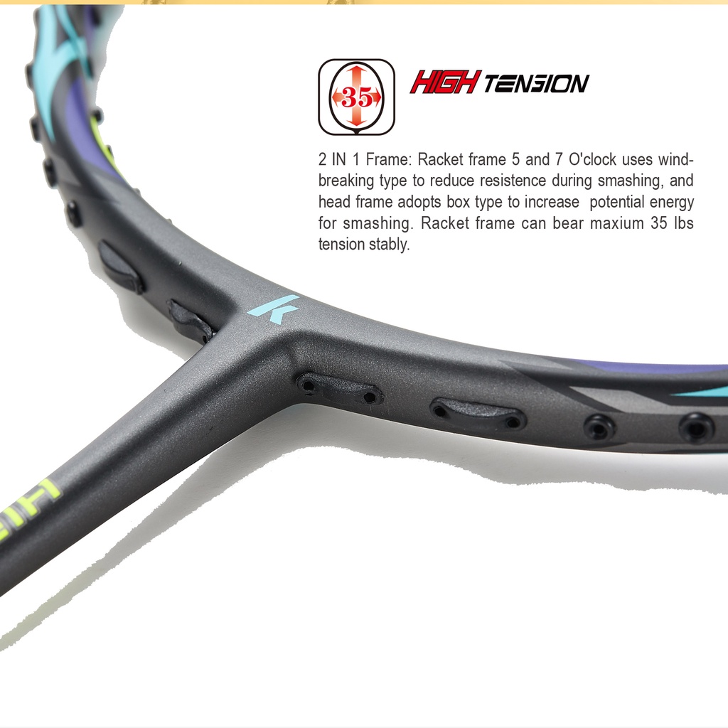 Kawasaki Badminton Racket High Tension G30 4u 35lbs 100 Carbon