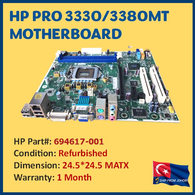 HP ProDesk 3330MT 3380MT 694617-001 MOTHERBOARD - REFURBISHED | Shopee ...