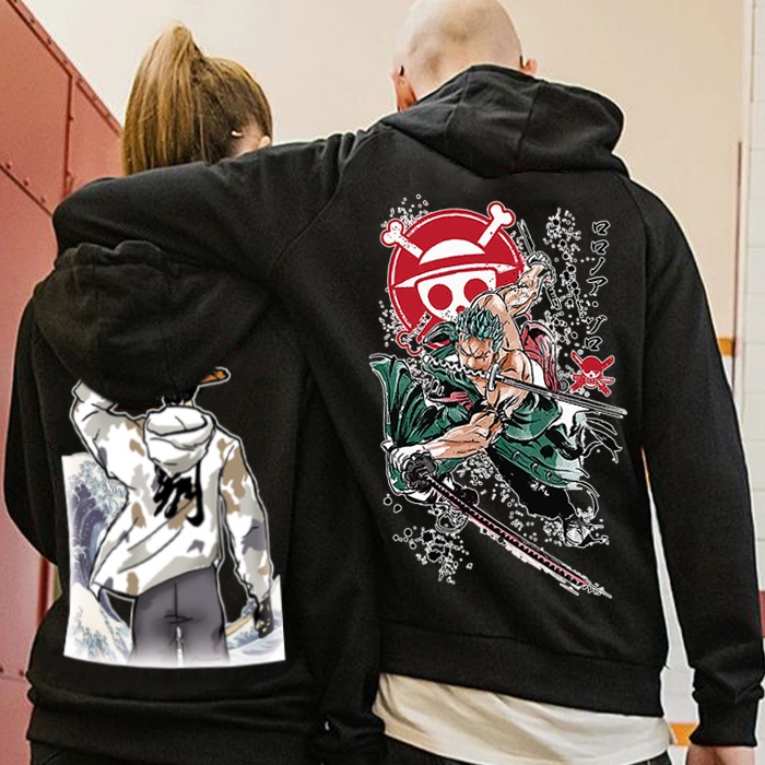 Anime Oversize Black Hoodie jacket pullover One Piece Design Unisex Casual sweater hoodie Shopee Philippines