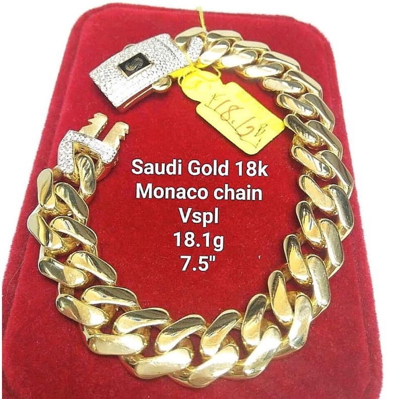 ❤️COD 18K GOLD/18K SAUDI GOLD/PAWNABLE MONACO MEN'S BRACELET