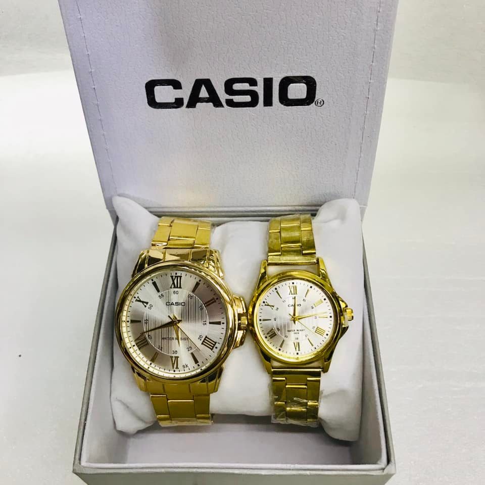 WM Metal Gold Silver Men and Women Couple Watch