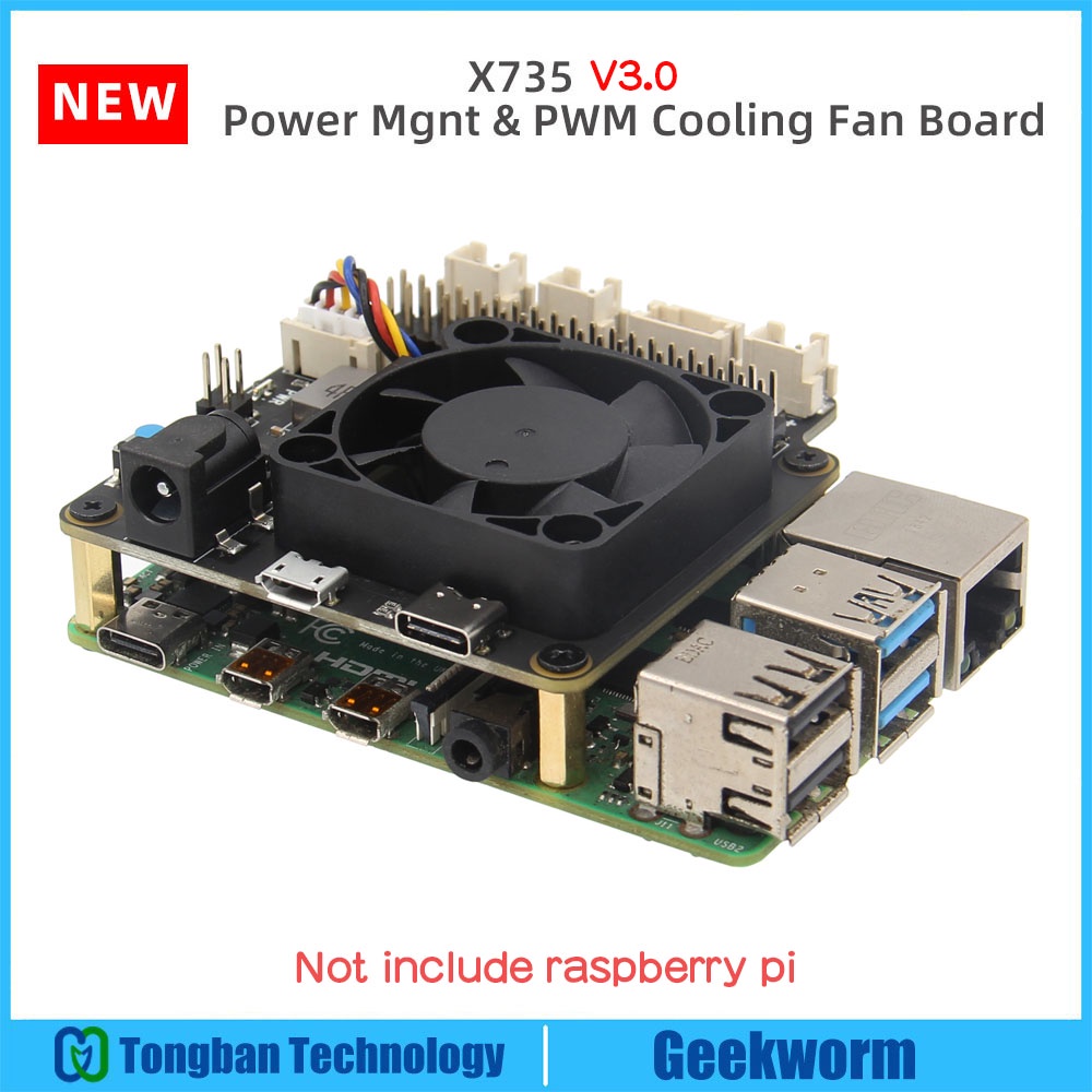 Geekworm Raspberry Pi X735 V3.0 Power Management Board with PWM Fan