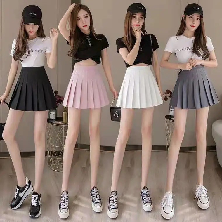 Ladies Korean style high waist short skirt fashion sexy A-line pleated mini  tennis skirt XS-3XL size