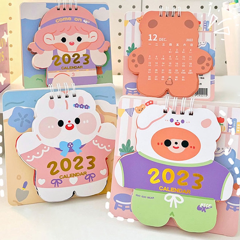 2023 Mini Cartoon Shape Calendar 3D Bronzing Desktop Calendar | Shopee ...
