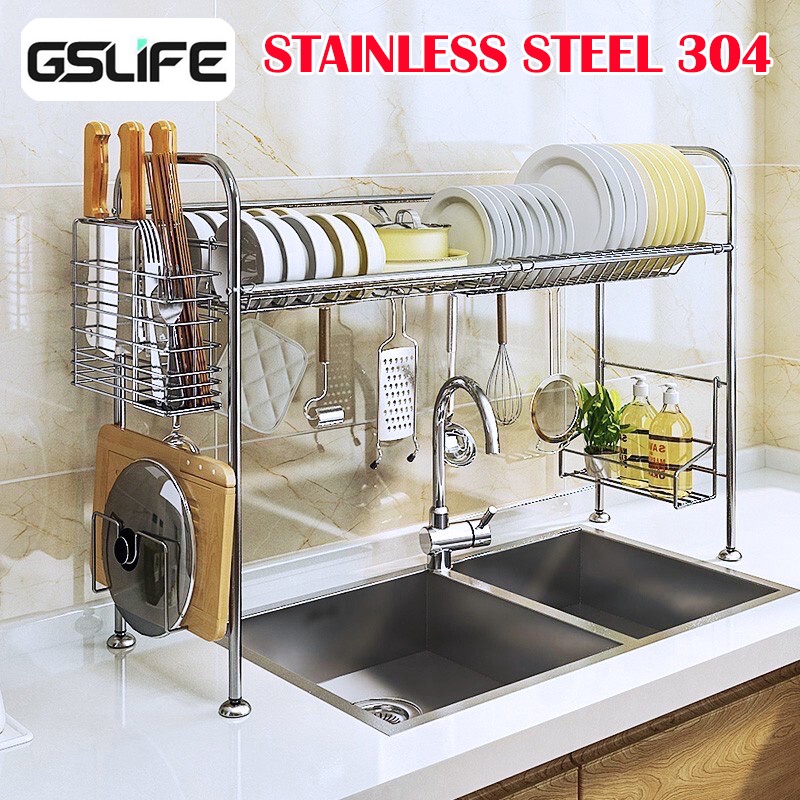 GSlife Stainless Steel Sink Shelf Rack 1 layer Kitchen Drain Rack Dish ...