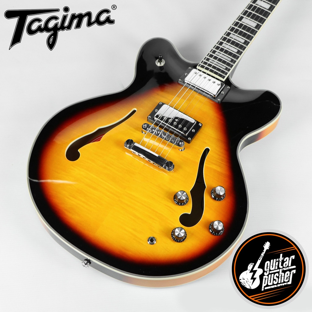 Tagima Blues 3500 Flamed Maple Top Semi Hollow Electric Guitar (Natural ...