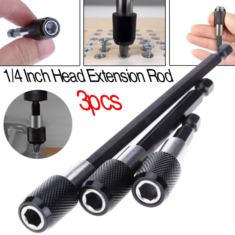 3pcs 60-150mm Hexagonal Electric Drill Extension Rods Quick Release ...