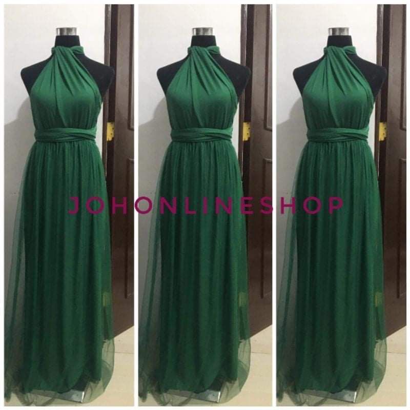 infinity dress emerald green with tulle | Shopee Philippines