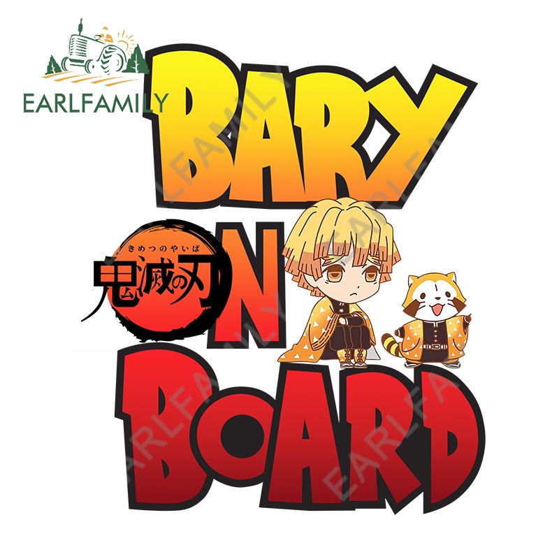 EARLFAMILY 13cm x 11.3cm Car Stickers Demon Slayer Zenitsu Baby On ...