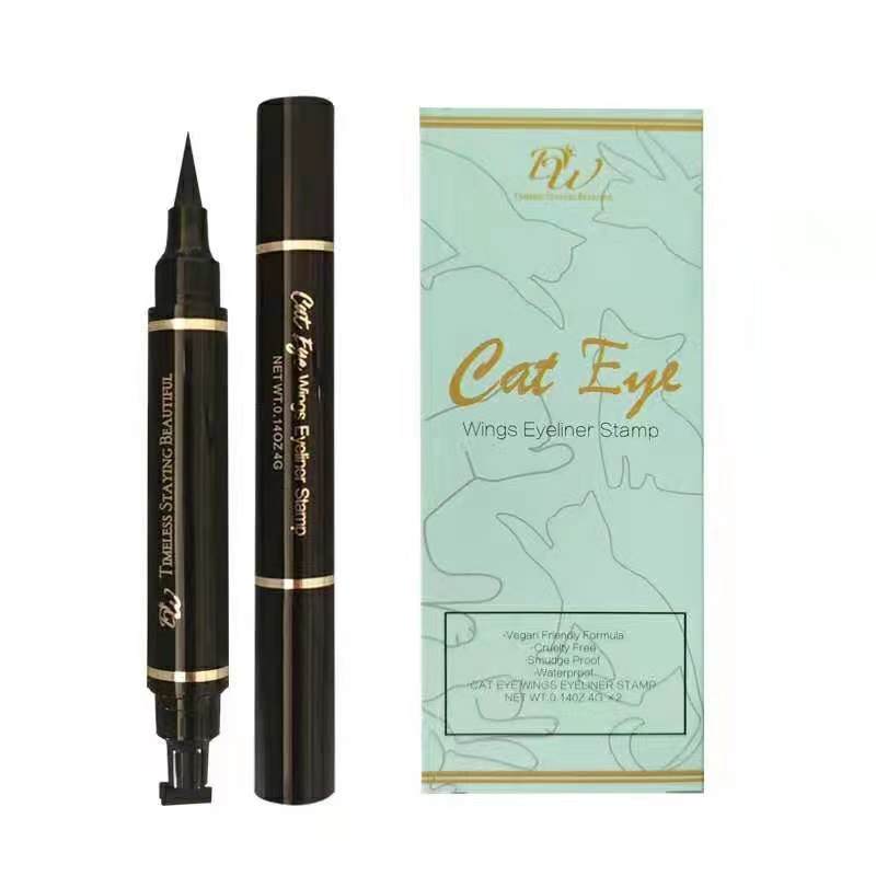 DW 2PCS cateye Waterproof Liquid Eyeliner Stamp Pen Double Head Eye