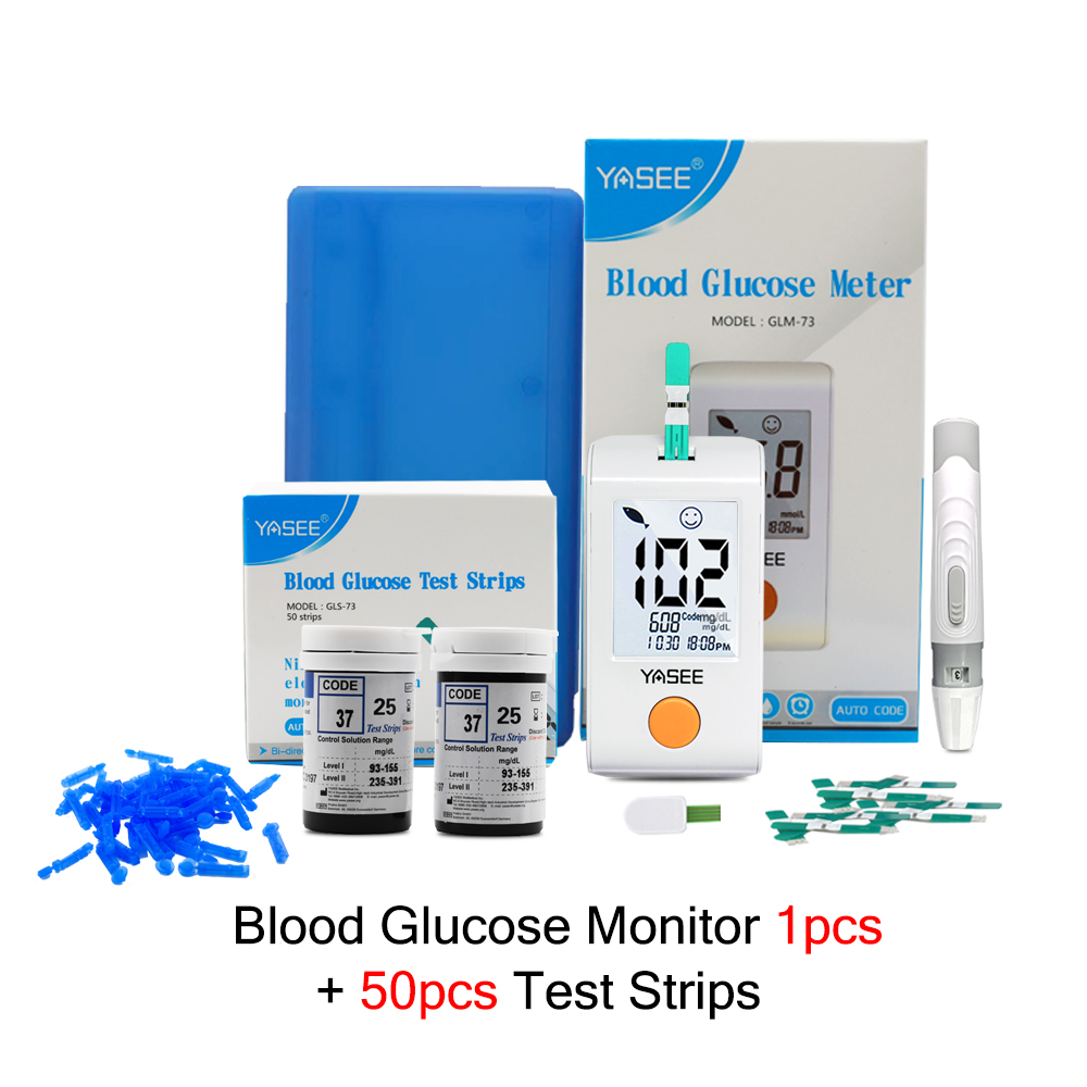 YASEE Blood Glucose Sugar Monitoring Set Glucose Meter with 50Pcs Test ...