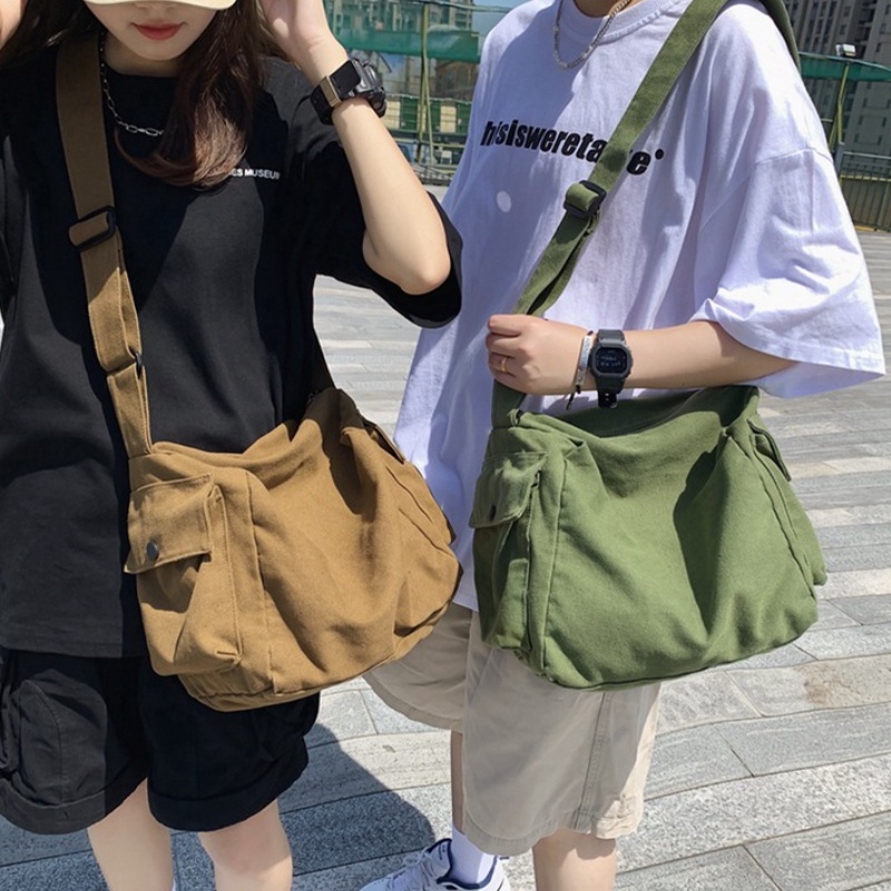 Ulzzang Korean Fashion Canvas Men Shoulder Bag Hobo Bag Messenger Bag for Men Birthday Gift