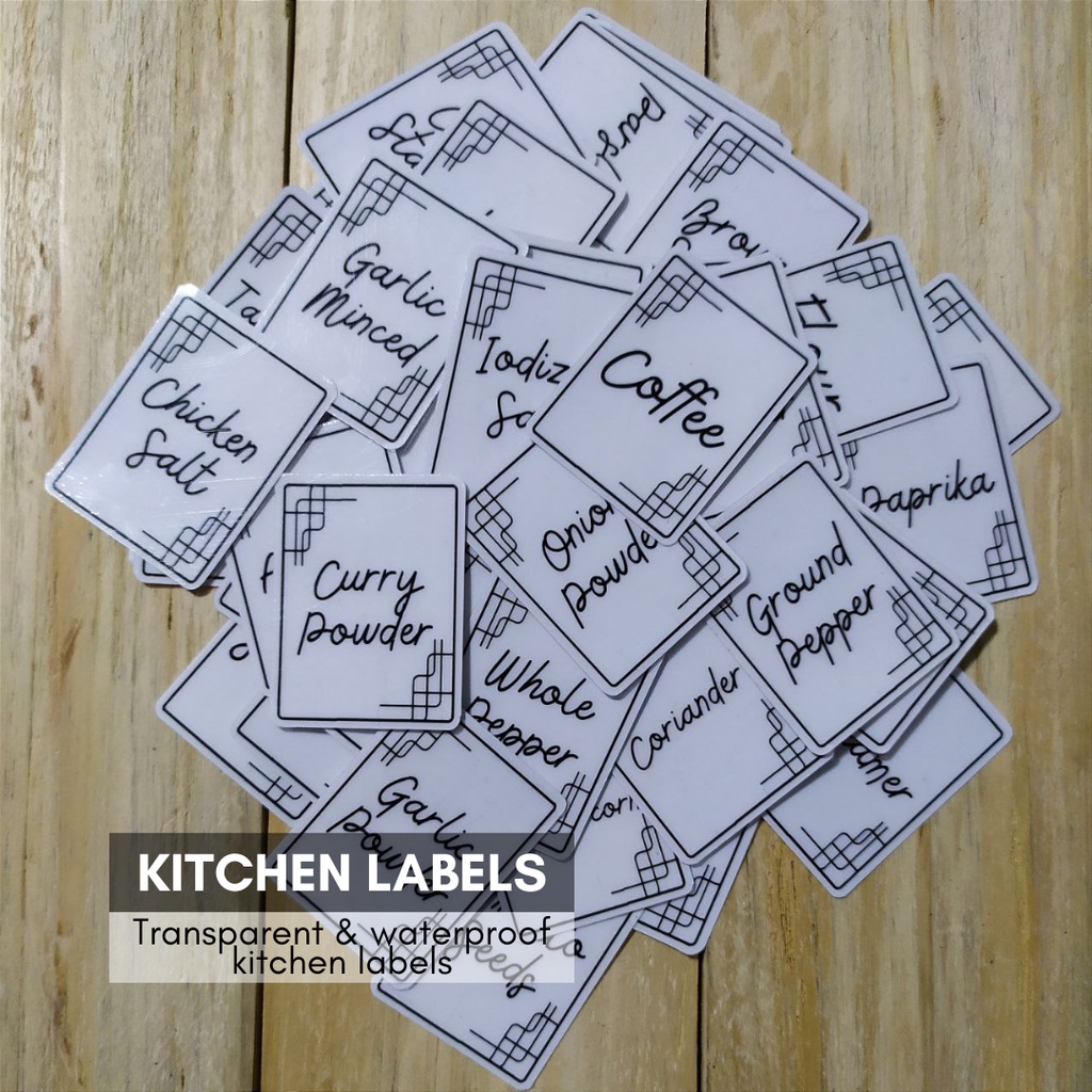 [Kitchen Labels 2] Part 3 Waterproof & Transparent per piece | Shopee ...