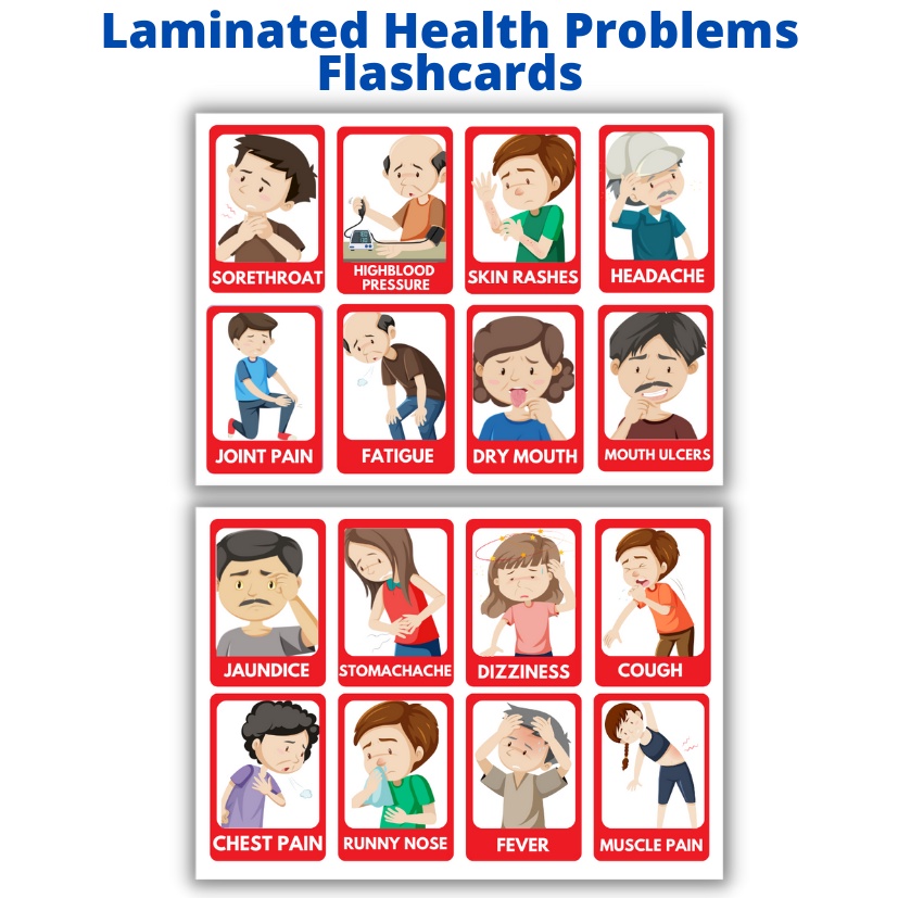 Laminated Health Problems Flashcards for Kids and Learners | Shopee ...
