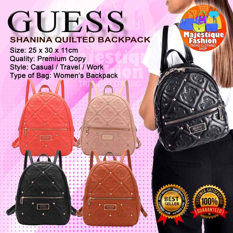 GUESS Leather Studs Women's Backpack Shopee Philippines