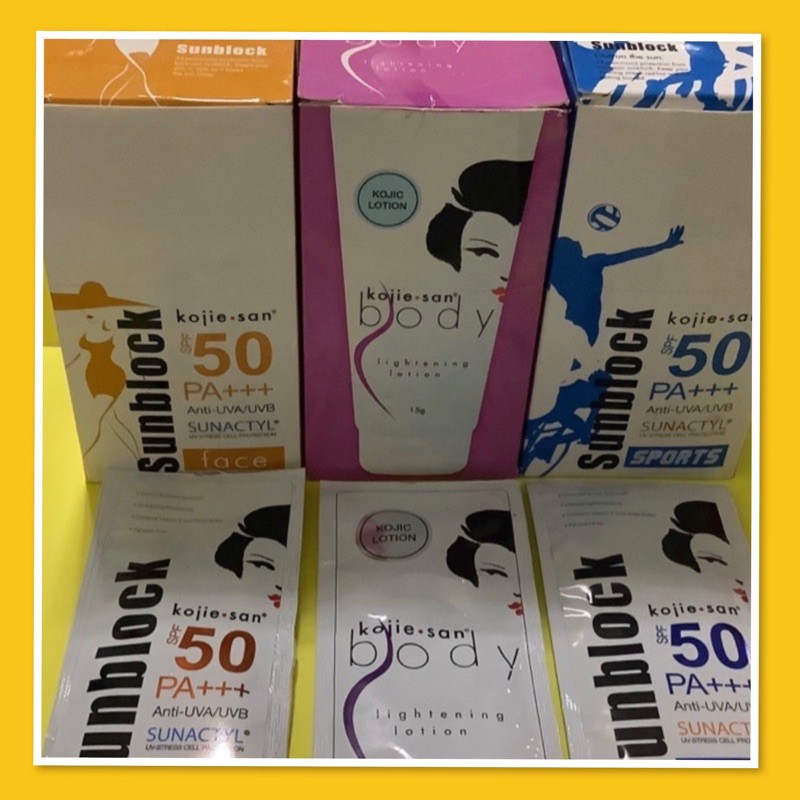 Kojie San Lightening Lotion and Sunblock SPF50 Sachet Authentic