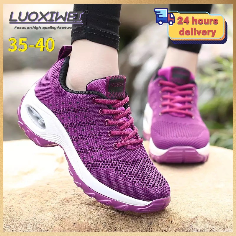 LUOXIWEI Women Sport Shoes rubber shoes for women Mesh Breathable Flat  Running Casual sneakers