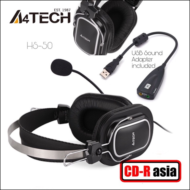 A4TECH HS 50 ComfortFit Stereo Headset Headphone with Mic USB