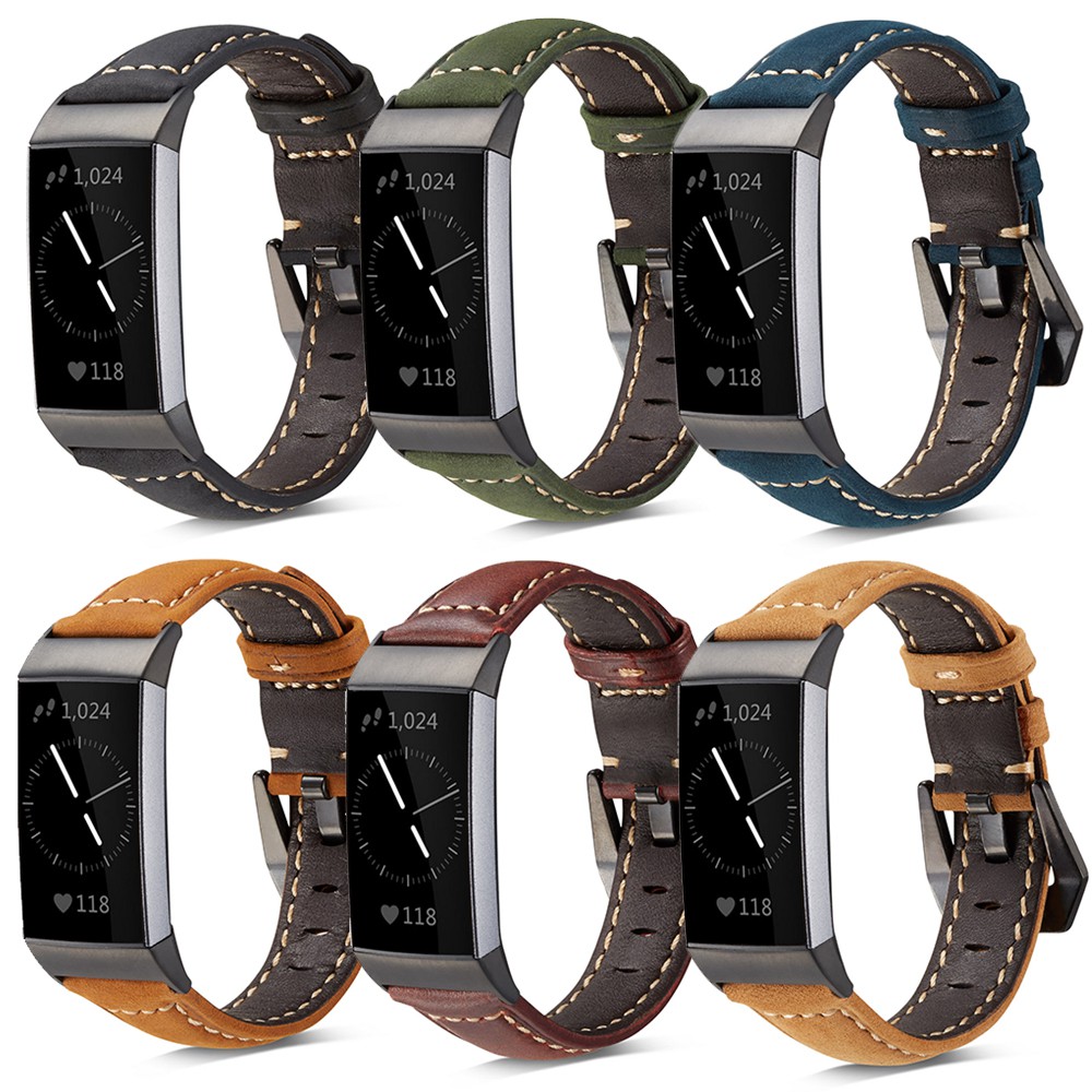 Fitbit Charge 3 Vintage Genuine Leather Strap Band Compatible with ...