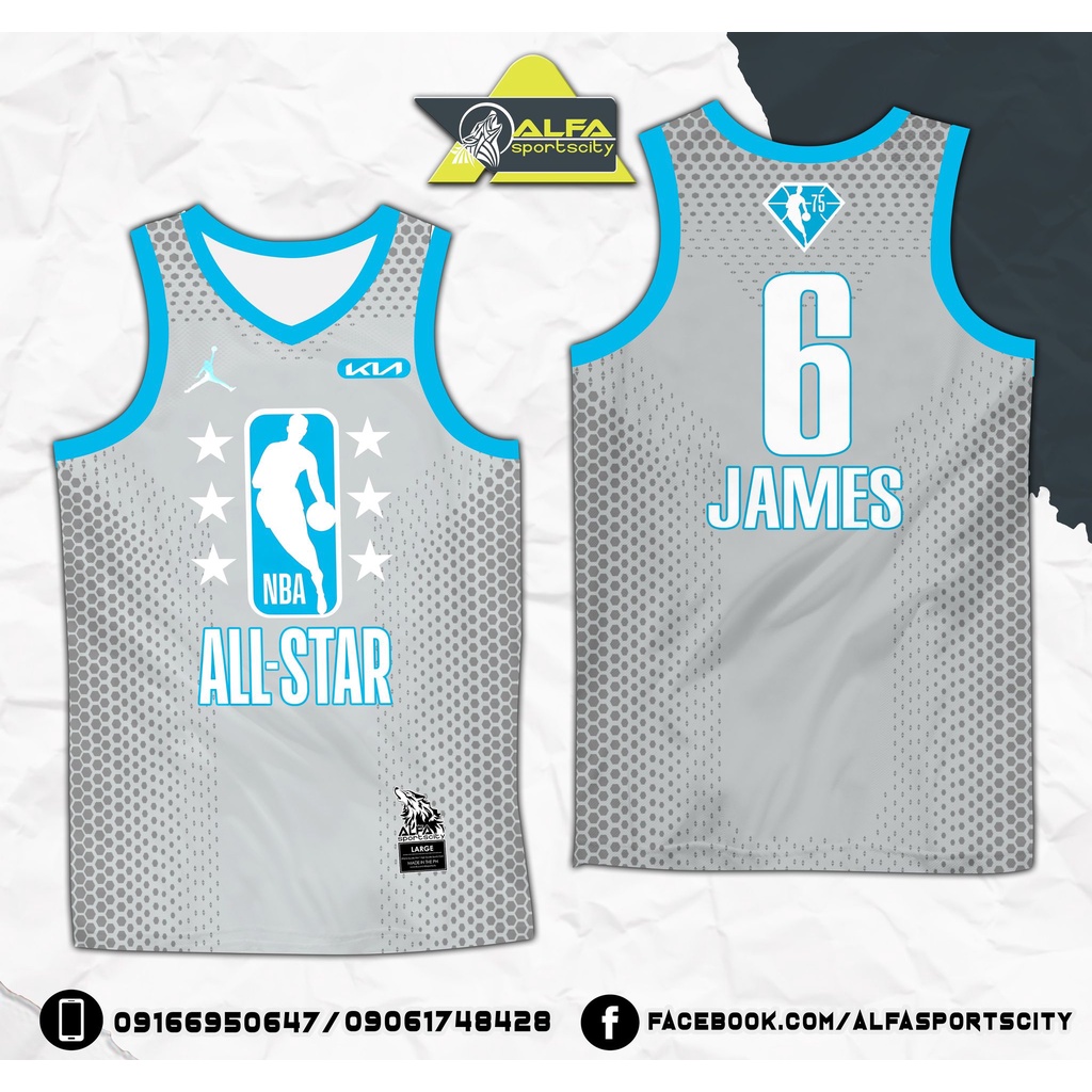 NBA 2022 All Star Gray Blue Lebron James Full Sublimation Basketball