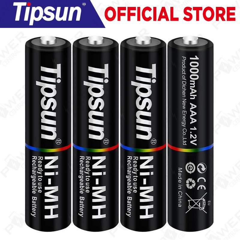 4 pcs Tipsun AAA Rechargeable Batteries Ni-MH, 1000mAh High Capacity ...