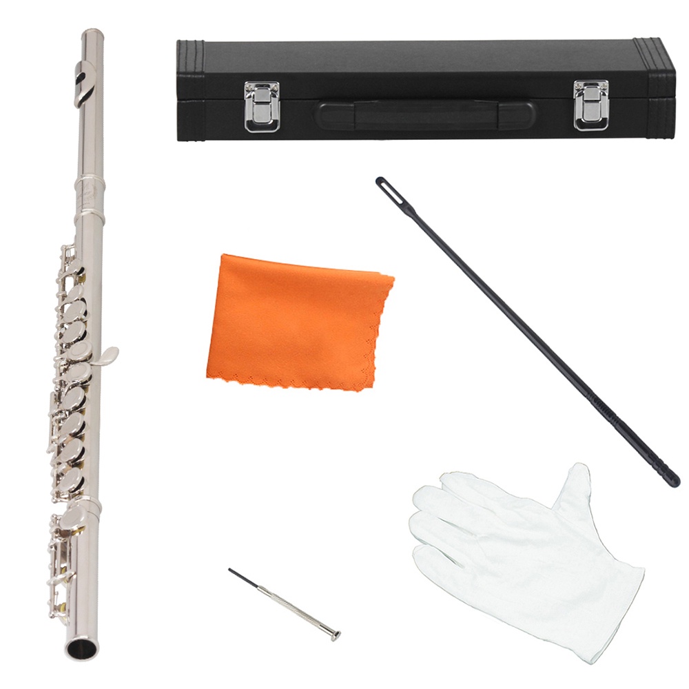 M MBAT 16 Closed Open Holes C Key Professional Transverse Flute Concert ...