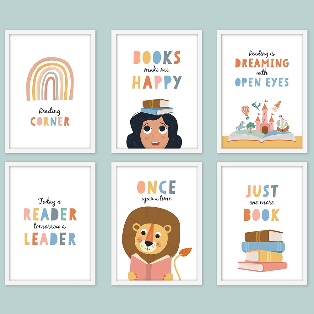 Homeschool Print Sign Classroom Wall Art Canvas Painting Nordic Cartoon ...