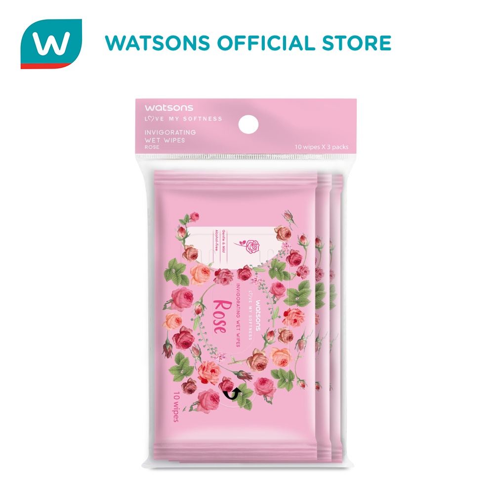 WATSONS Invigorating Wet Wipes Rose 10s x3 Shopee Philippines