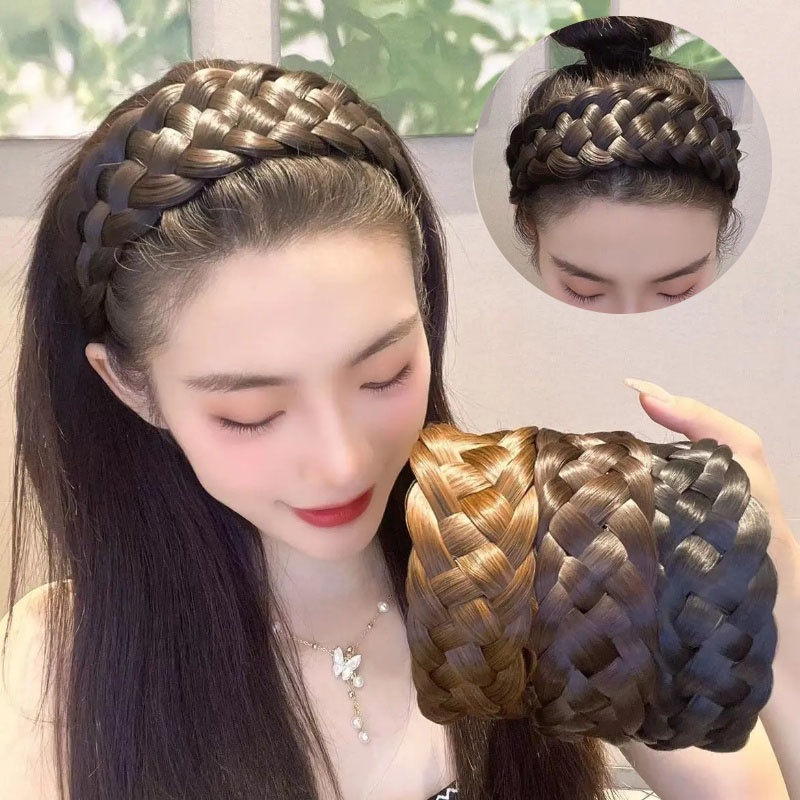 Wide-brimmed Wig Braid Headband Fishbone Braid Widened Wig Headband ...