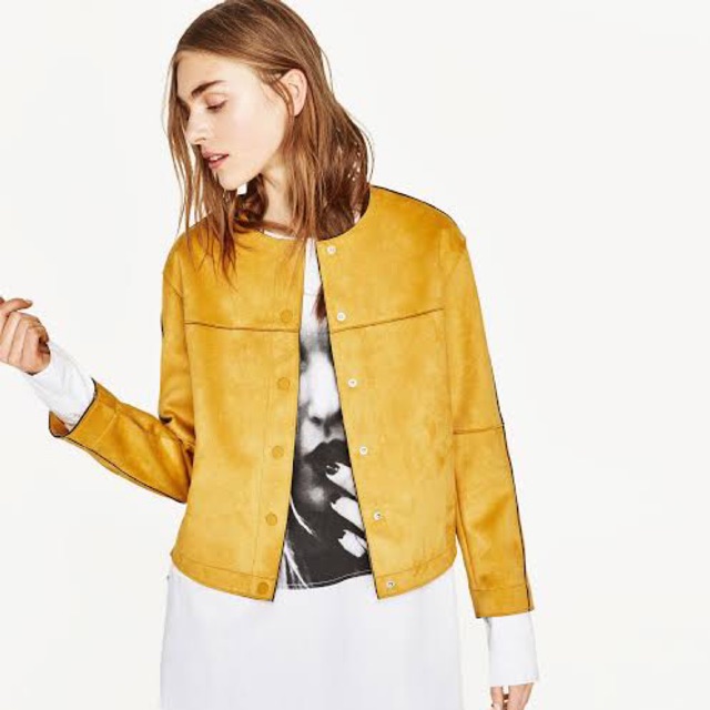 Mustard biker hotsell jacket zara