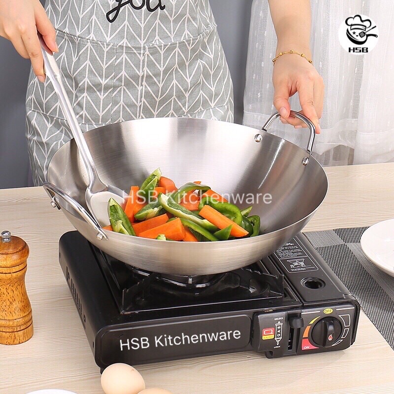 Thickening Stainless Steel Frying Pan Wok Non Stick Pan Cookware ...