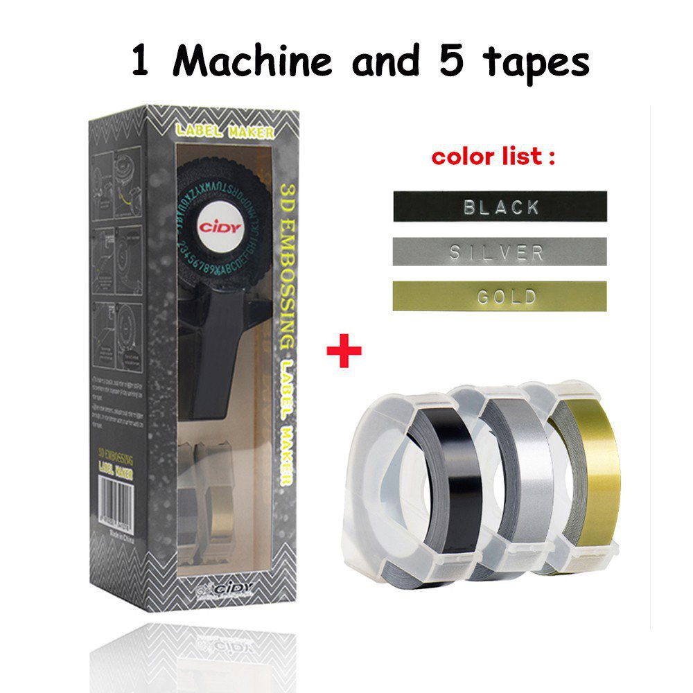 DIY mini portable manual label maker with 5 rolls refill tape plastic