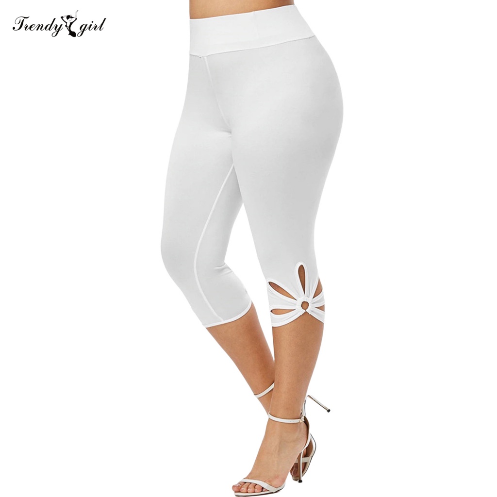 trendygirl Solid Color Capri Leggings Fashion High Waist Yoga Cropped Pants  Mid-Calf Female Clothing