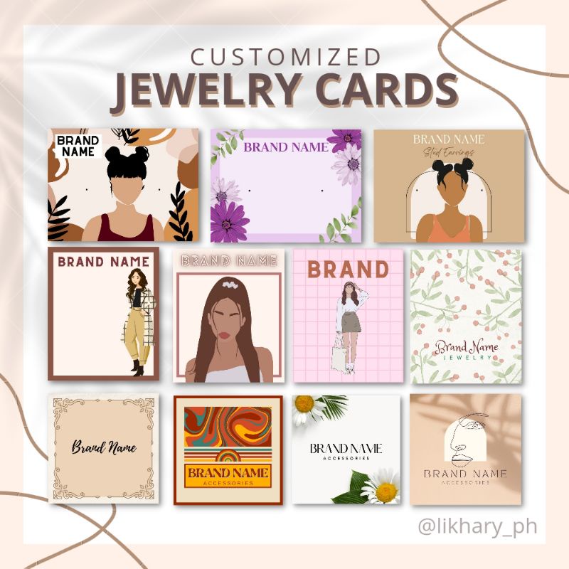 50pcs Customized Jewelry Card HolderEarrings, Necklace +Hair Clips etc