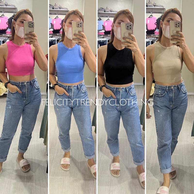 ZARA RACERBACK CROP TANK TOP | Shopee Philippines