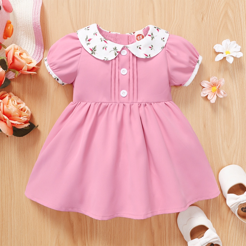 Cute Baby Girl Dress for 0 2 year old New born baby clothes Baby Girl pure cotton sweet Pink Dress baby Girl clothing