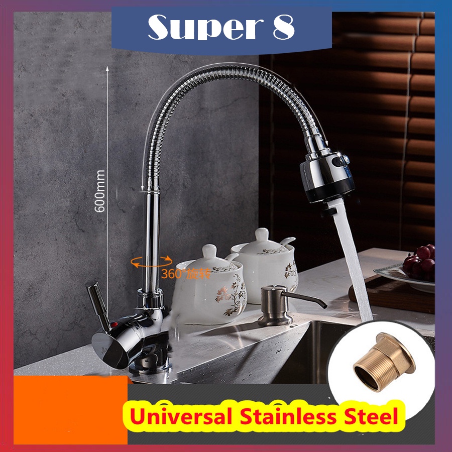 Faucet kitchen Sink Universal Stainless Steel Kitchen Sink Faucet with Sprayer Flexible Balcony