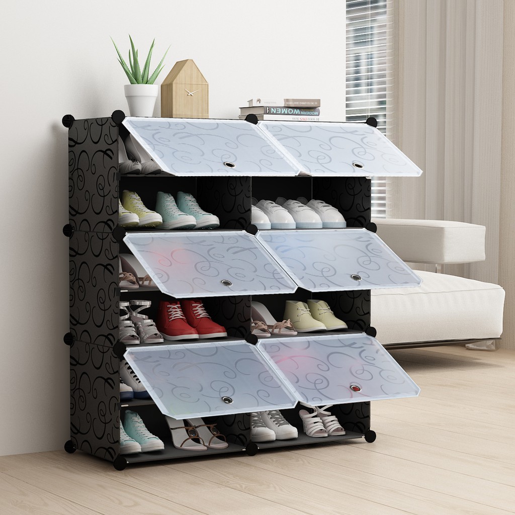 Home life 6 layer shoe rack storage cabinet storage dustproof drawer type screwless stackable simple