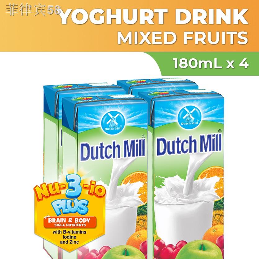 Cultured MilkDutch Mill UHT Yoghurt Drink Mixed Fruit 180ml x 4 brick