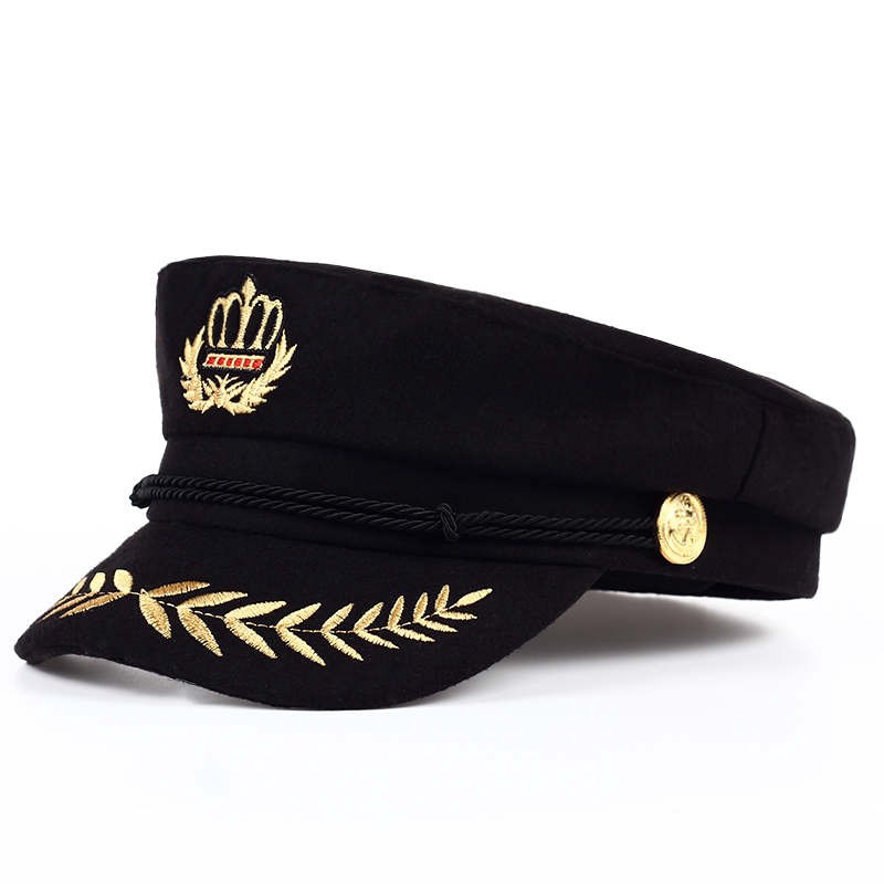 Retro Beret Octagonal Cap Men Women Cadet Hat Wool Flat Top Black Army ...