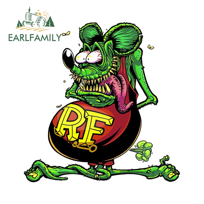 EARLFAMILY 13cm x 12.7cm Rat Fink Car Stickers Laptop Windows Decal