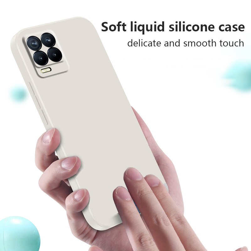 For Realme Pro 8i 5i C3 6i 7i C17 GT C12 C25s Square Edge Liquid  Silicone Square Rubber Soft Shockproof Phone Case