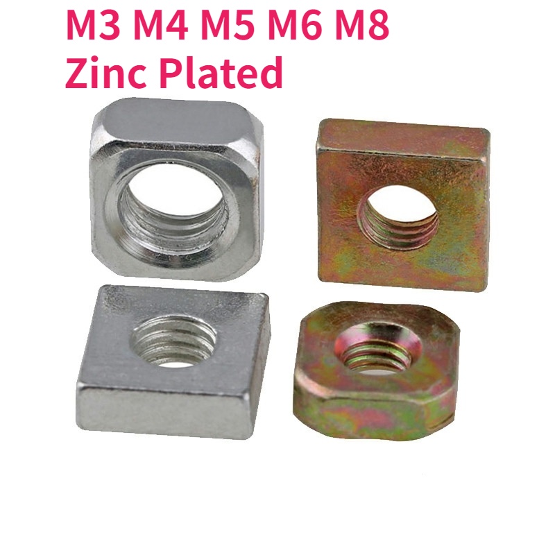 M3 M4 M5 M6 M8 Zinc Plated Steel Square Nuts Square Quadrangle