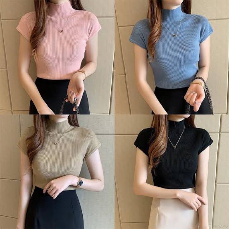 thick makapal women turtleneck shortsleeves knitted turtle neck short ...