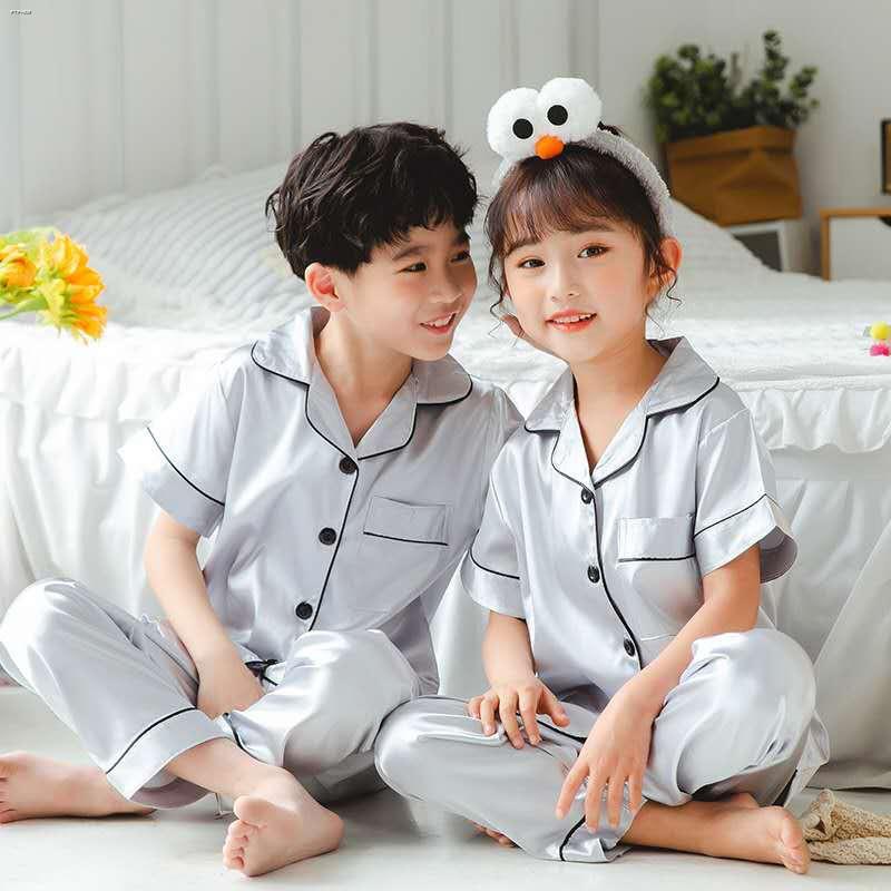 QQS pajamas for kids ice silk boys and girls summer thin baby