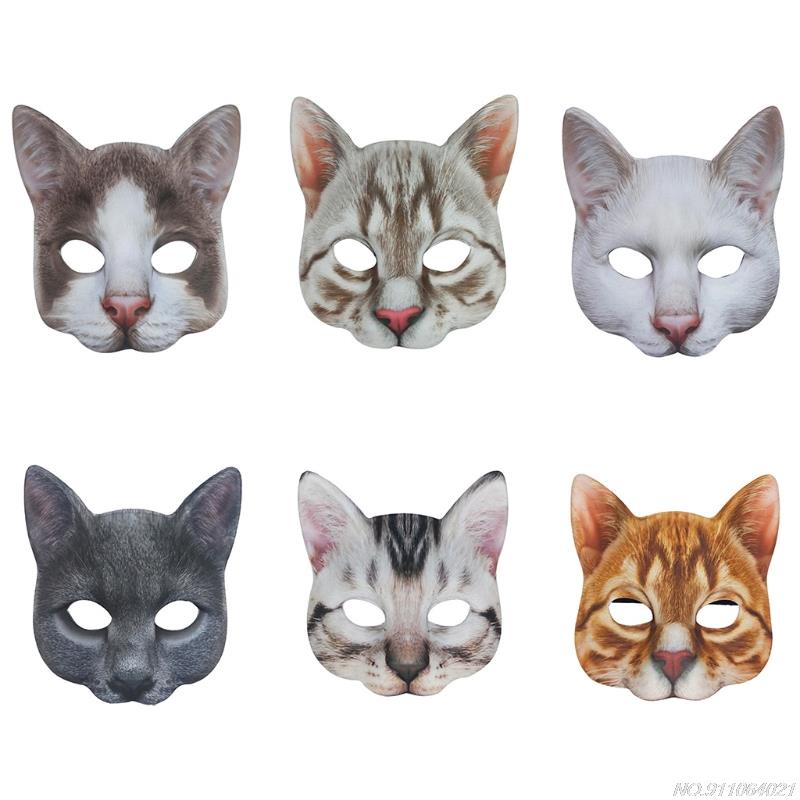 Unisex Cute Half Face Cat Mask Role Play Costume Prop Animal Carnival ...